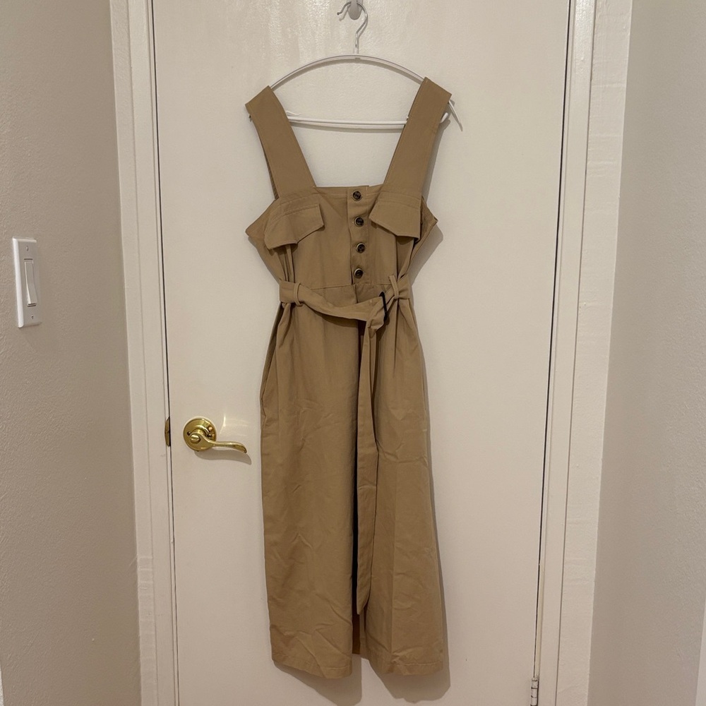 Tan Button-Up Dress with Belt